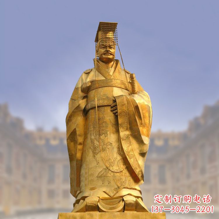 烟台秦始皇铜雕塑,传承历史荣耀