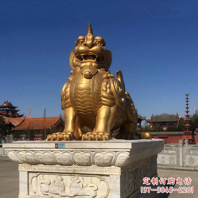 烟台鎏金獬豸铜雕,为您提供精美的景观雕塑