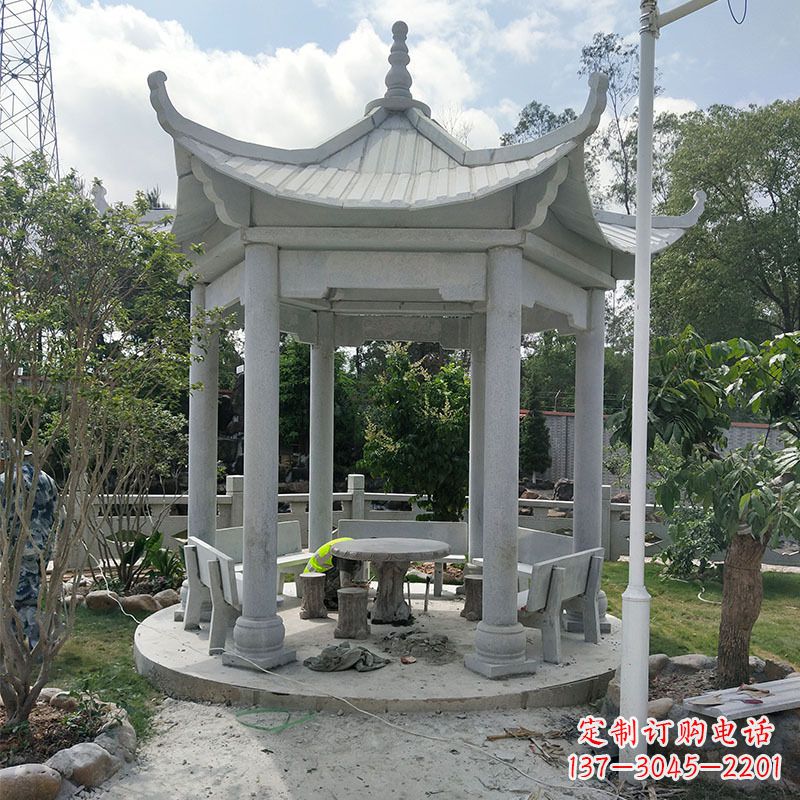 烟台六角大理石凉亭