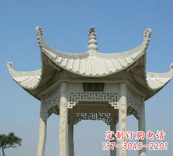 烟台六角凉亭园林景观石雕
