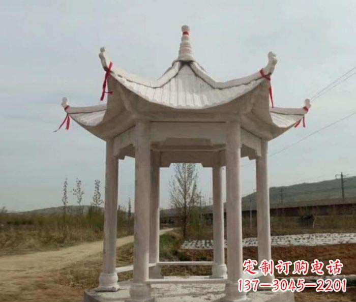 烟台六角石雕凉亭 (2)
