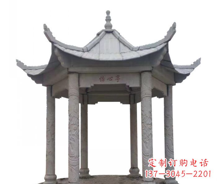 烟台六角石雕凉亭 (5)