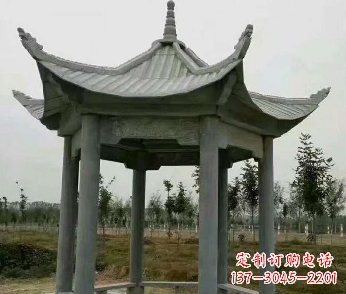 烟台六角石雕凉亭 (3)
