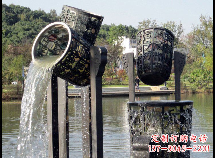 烟台镂空水桶喷泉铜雕