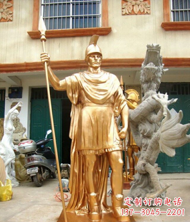 烟台罗马勇士玻璃钢仿铜马雕塑