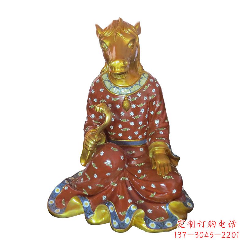 烟台马-玻璃钢彩绘生肖雕塑