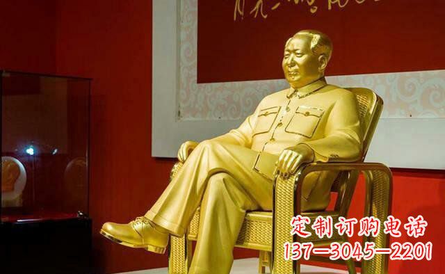 烟台毛主席坐像伟人铜雕 (2)