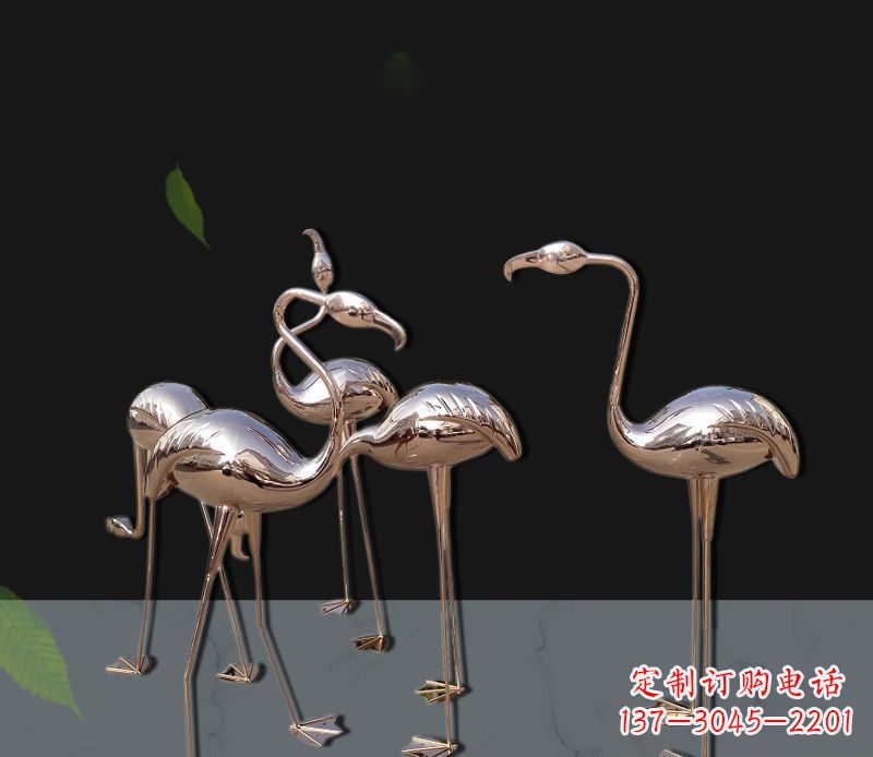 烟台玫瑰金不锈钢火烈鸟雕塑,艺术品的魅力