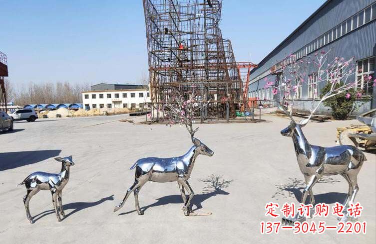 烟台梅花鹿不锈钢雕塑,惊艳于众