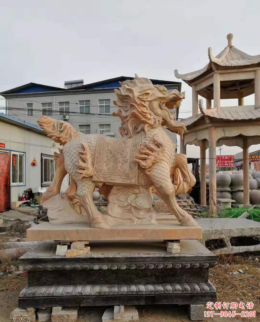 烟台麒麟石雕,中领雕塑独特定制