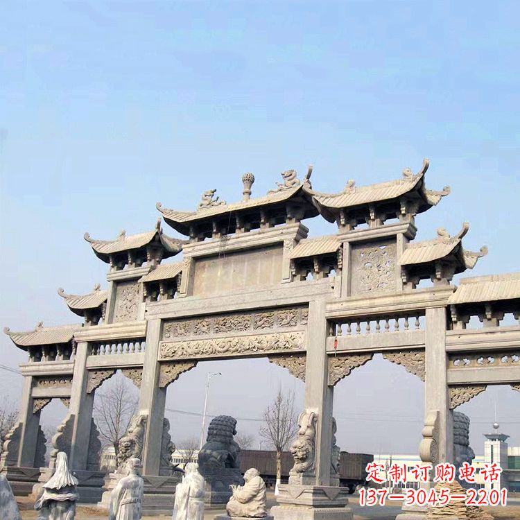 烟台精美牌坊石雕造型精致大气