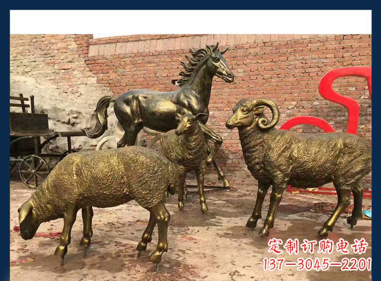 烟台中领雕塑|绵羊公园动物铜雕,让自然之美永存