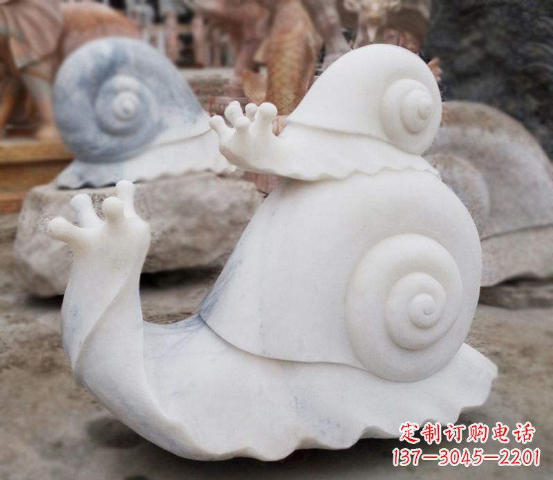 烟台母子蜗牛石雕