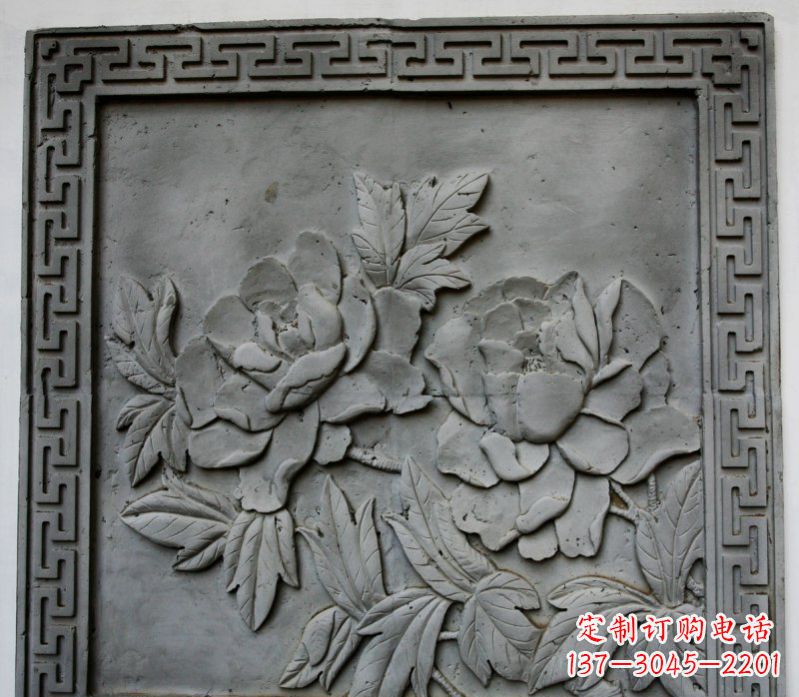 烟台牡丹青石浮雕雕塑-精美的永久装饰