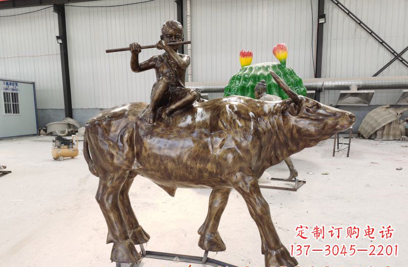 烟台五大牧童骑牛铜雕塑