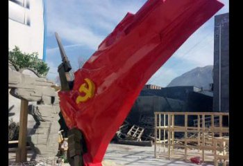 烟台中领雕塑：专业不锈钢党旗雕塑