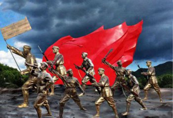 烟台纪念伟大革命先烈的红军雕塑