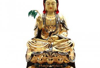 烟台精美鎏金莲花观音纯铜佛像雕塑