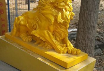 烟台鎏金铜雕刻耀眼狮子雕塑