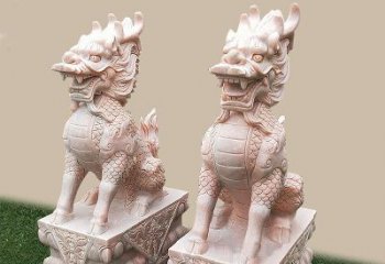 烟台门口看门神兽麒麟石雕