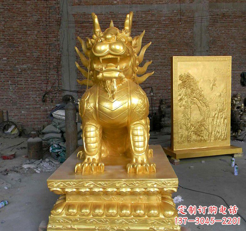 烟台传统雅致,纳福麒麟铜雕精品