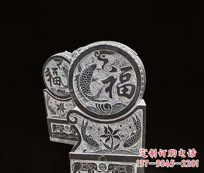 烟台年年有余石门墩仿古抱鼓石