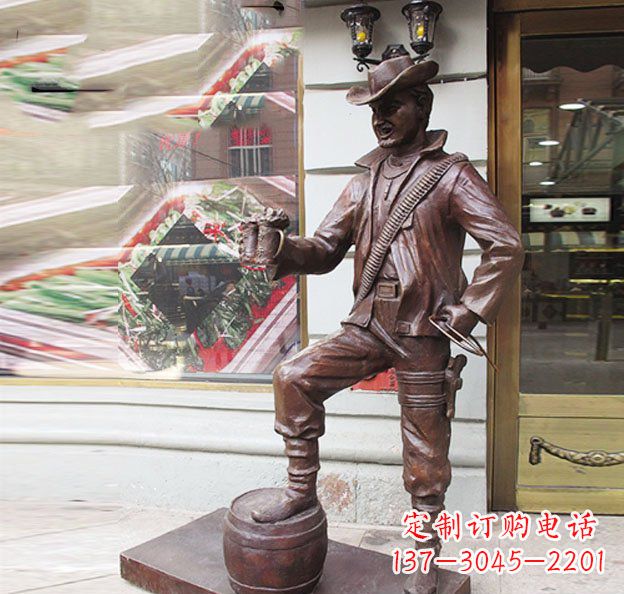 烟台牛仔西方人物铜雕