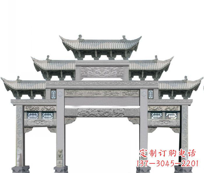 烟台中领雕塑定制式牌坊石雕