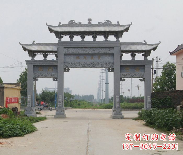 烟台艺术雕塑牌坊精美装饰农村的美丽