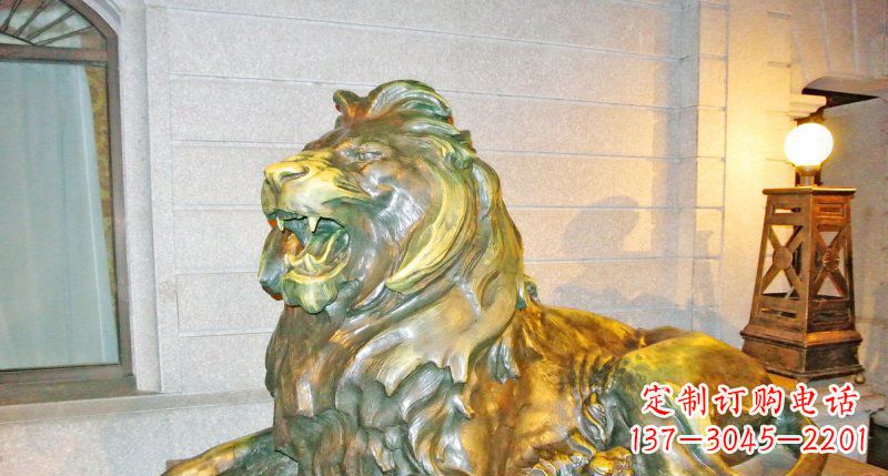 烟台趴着的西洋狮铸铜狮子铜雕