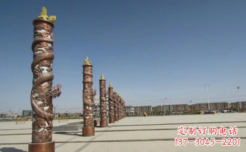 烟台中领雕塑|专业定制盘龙柱广场柱子铜雕