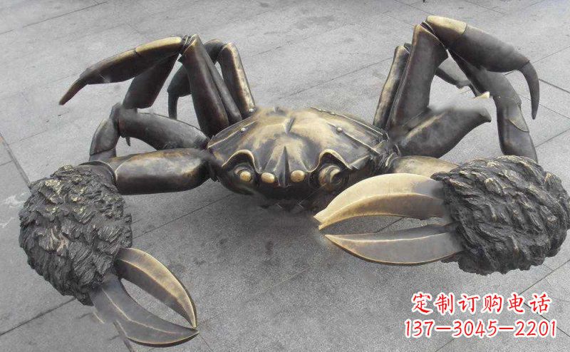 烟台中领雕塑以传统工艺出品的螃蟹铜雕,是杰出…