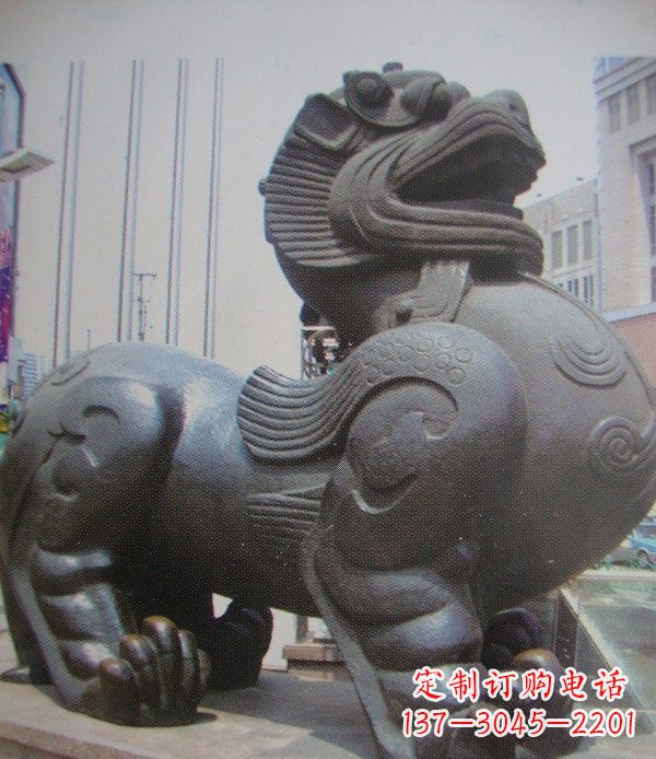 烟台中领雕塑:精致貔貅古代神兽铜雕