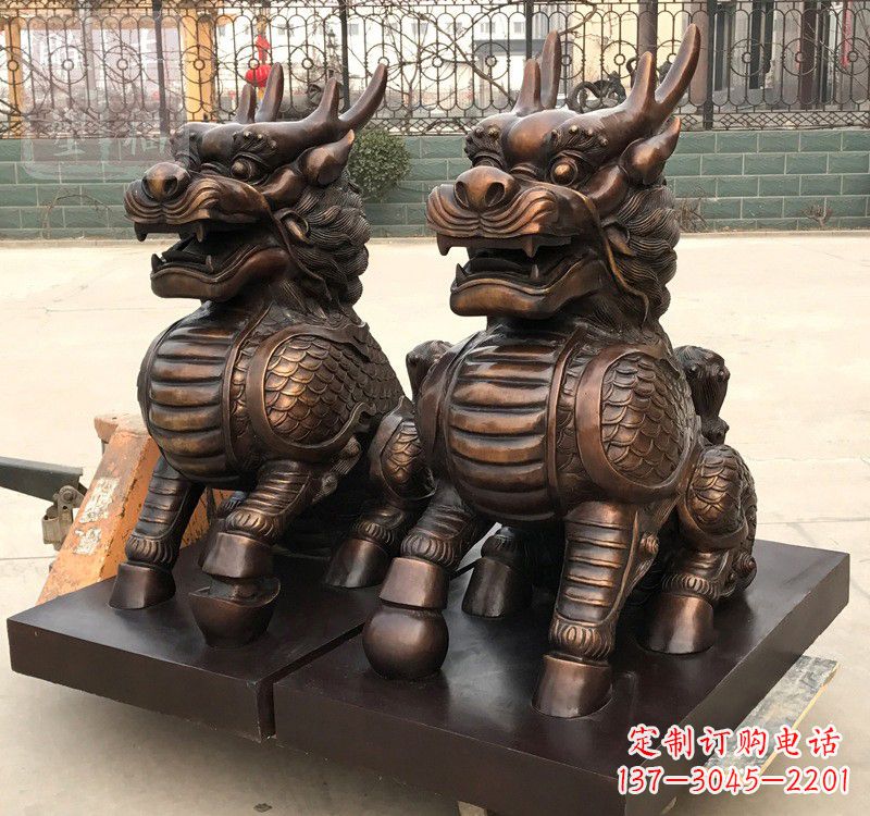 烟台高雅定制辟邪铜麒麟雕塑