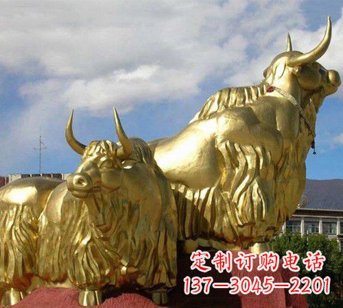烟台漆金牦牛铜雕