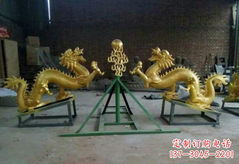 烟台享受经典,领略古老传统,精美特色的双龙戏珠铜雕