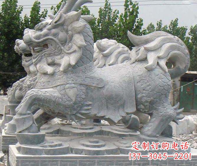 烟台古典麒麟招财神兽石雕,传承古典非凡财富之美