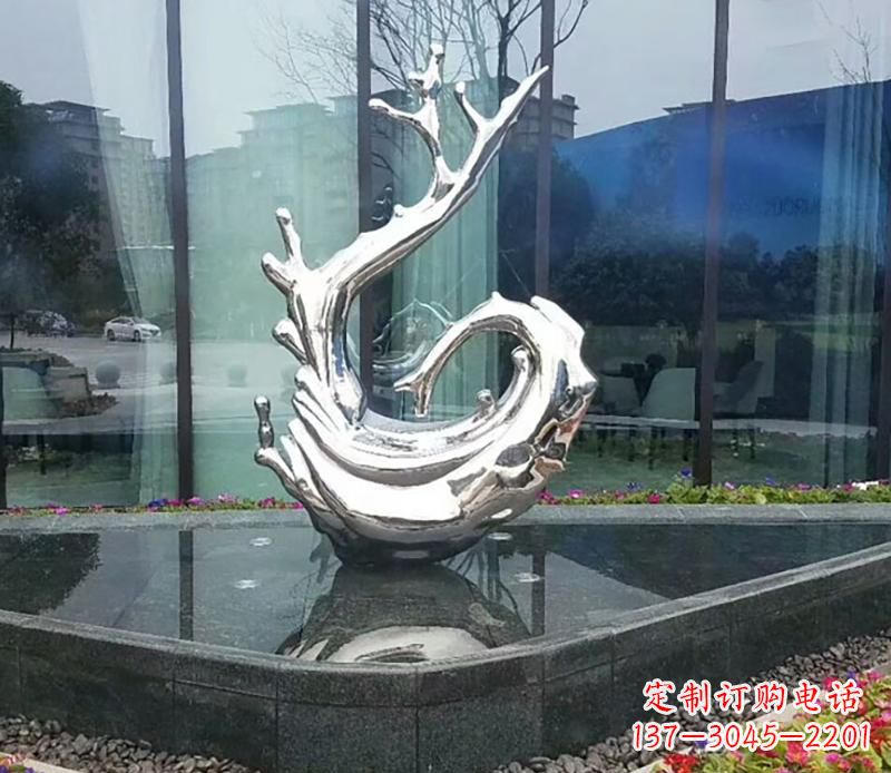 烟台企业不锈钢火苗抽象雕塑