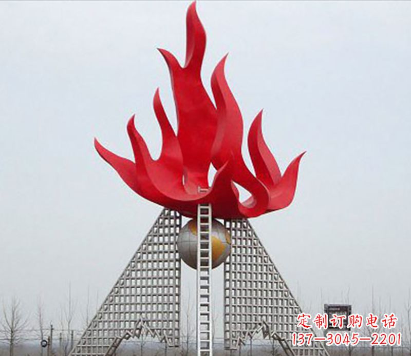 烟台企业不锈钢火苗景观雕塑