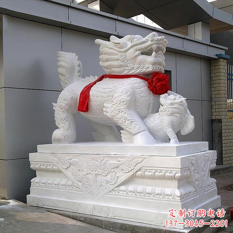 烟台企业公司看门麒麟石雕