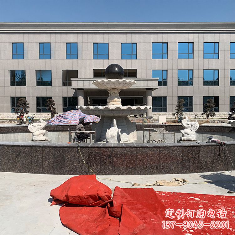 烟台中领雕塑:招财石雕喷泉雕塑