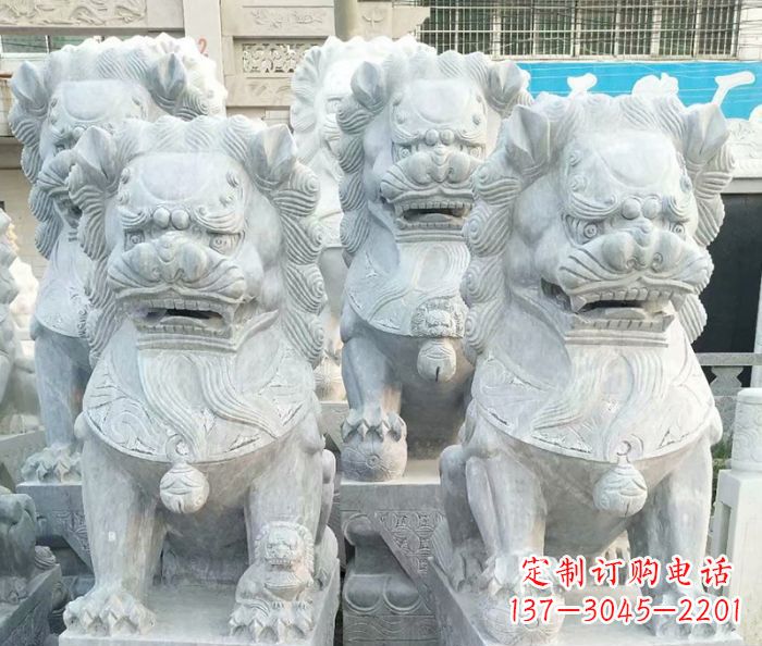 烟台企业景观大理石狮子石雕 (8)