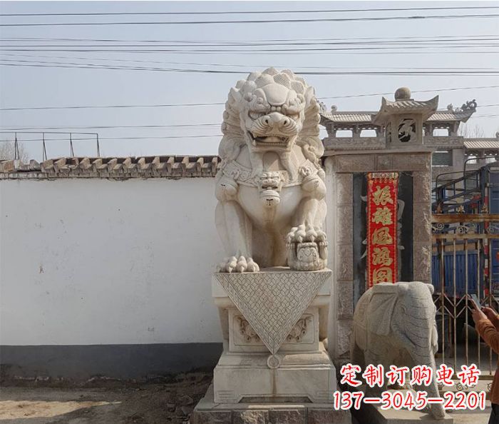烟台精美大理石狮子石雕