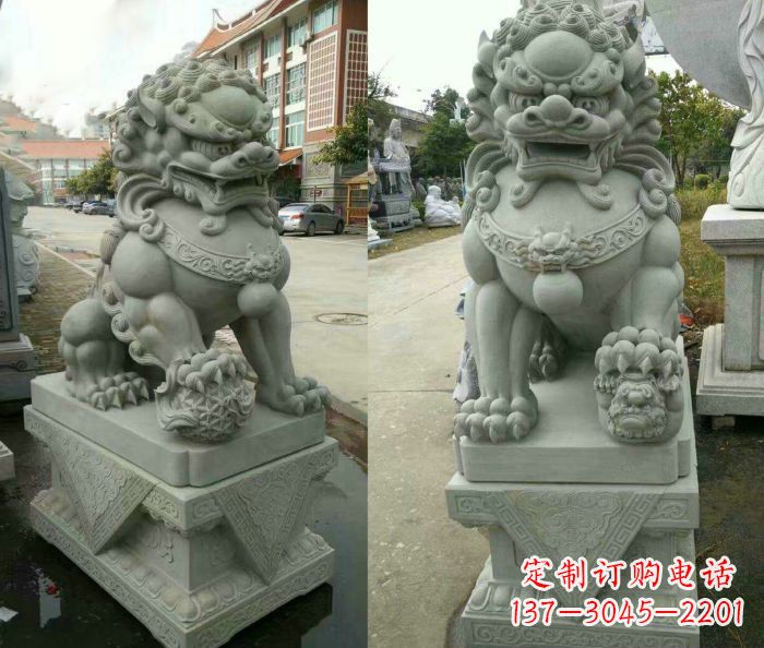 烟台大理石狮子石雕——雕塑定制中的艺术精品
