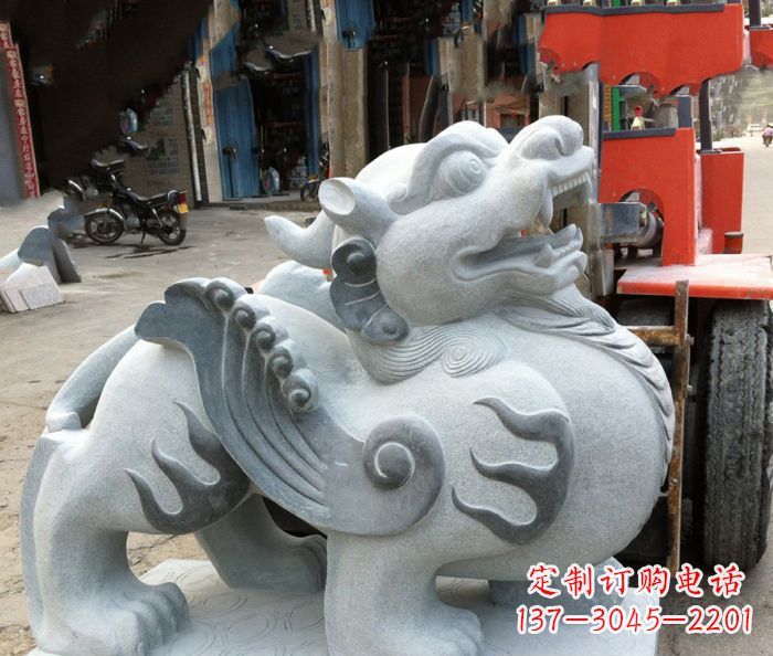 烟台企业景观招财貔貅石雕 (2)