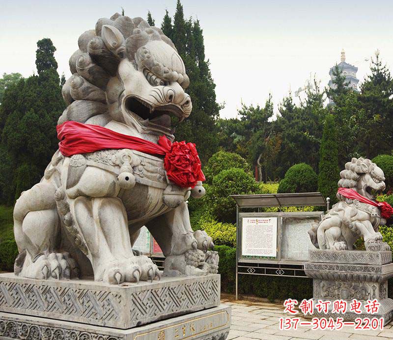 烟台艺术精美大理石狮子雕塑