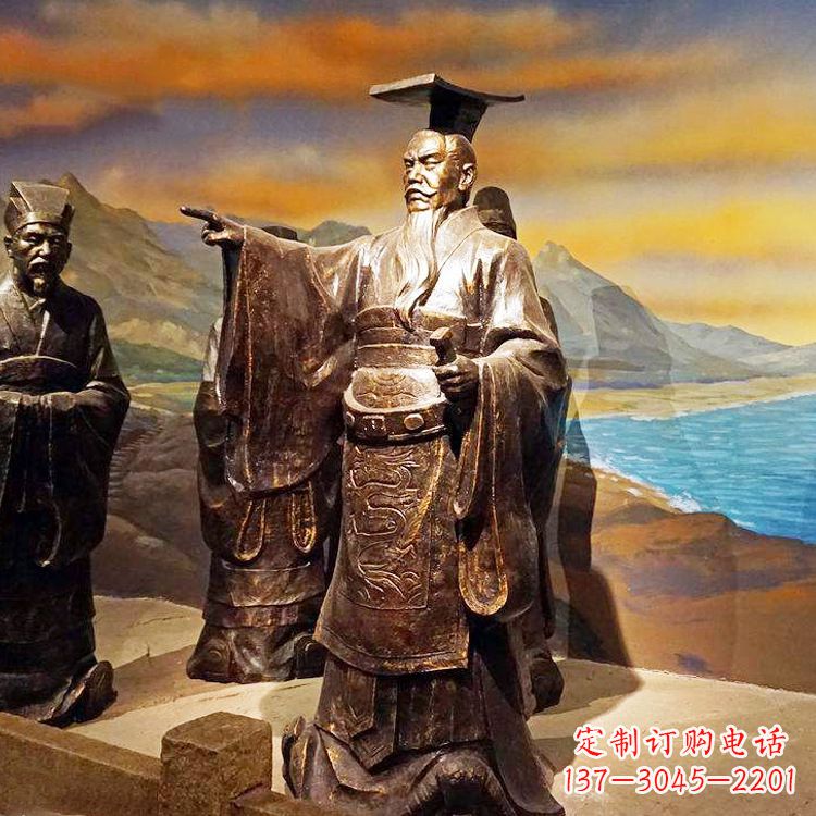 烟台中领雕塑-精美秦始皇大型铜雕像
