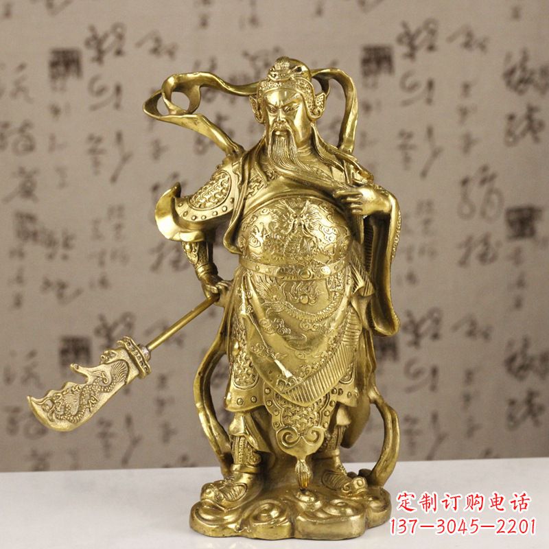 烟台中领雕塑|关羽铜像:令人惊叹的纯黄铜武财神
