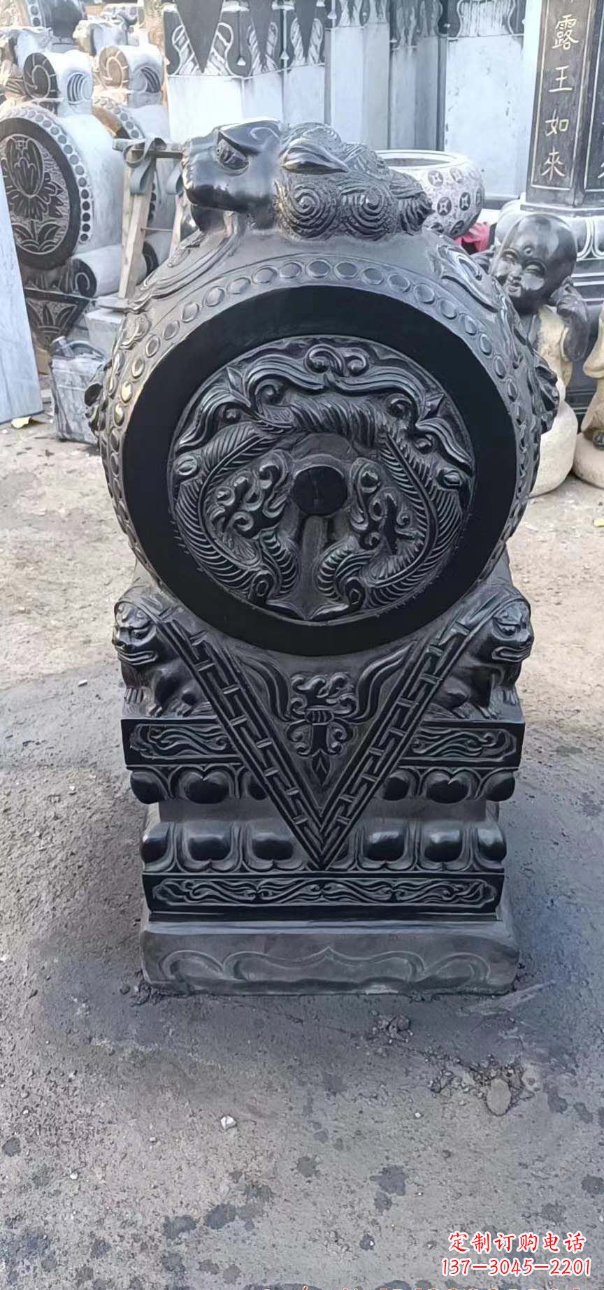 烟台门墩石雕,营造青石抱鼓石之美