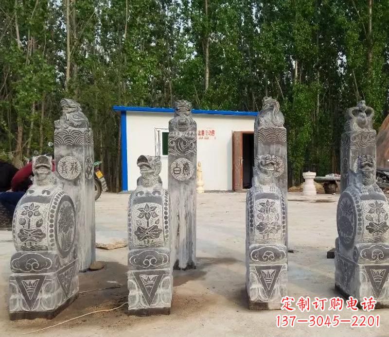 烟台青石抱鼓石门墩雕塑